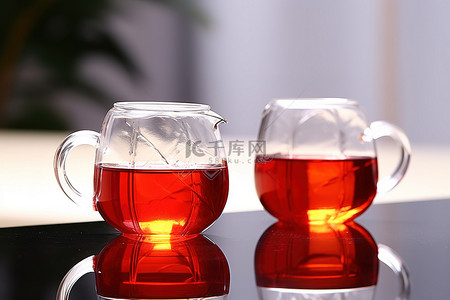 茶杯子背景图片_两个杯子用来泡红色液体的茶