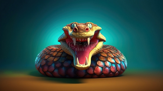 锋利背景图片_3D 渲染中一条具有锋利牙齿的凶猛大型蛇