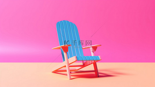 多色调背景图片_夏季度假充满活力的沙滩椅，多色调背景 3D 插图，带复制空间