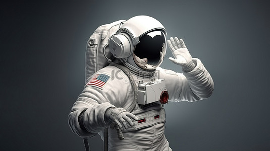 高保真手势渲染中宇航员的 3D 插图设计