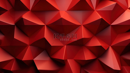 3d 渲染红色几何浮雕背景