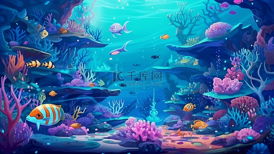 珊瑚背景背景图片_海底世界珊瑚紫色背景