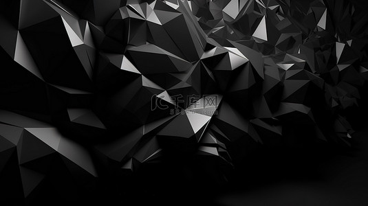 科技感背景黑背景图片_低聚黑色表面令人惊叹的抽象 3D 渲染
