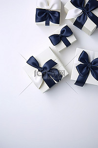 用于蓝色和白色礼物的精灵切割蝴蝶结套装