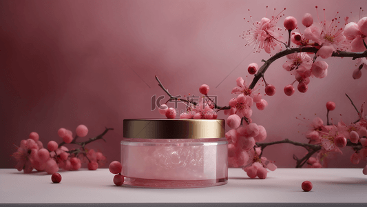 樱花花卉树枝面霜化妆品摄影广告背景