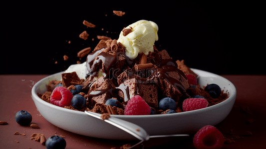 小吃组合背景图片_水果巧克力冰激凌甜品摄影广告背景