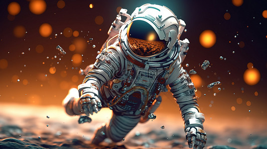 太空背景图片_太空探险家的 3d 插图