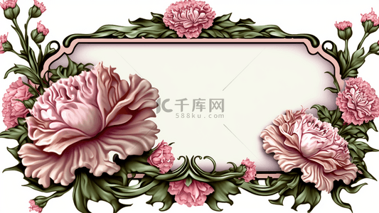 花店鲜花背景图片_母亲节康乃馨粉色边框背景