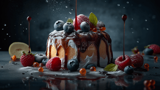 水果创意造型背景图片_水果巧克力奶油蛋糕甜品美食广告背景