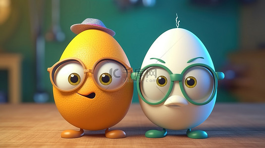 卡通象背景图片_有趣的鸡蛋卡通的异想天开的 3D 渲染，具有鸡蛋角色和鸡蛋主题元素