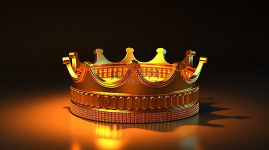 冠军之王的加密货币皇冠的 3D 渲染插图