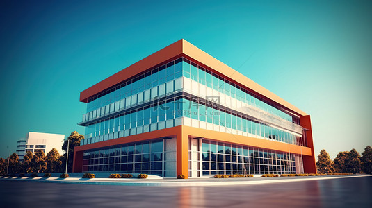 厂房背景图片_办公楼的 3D 风格呈现