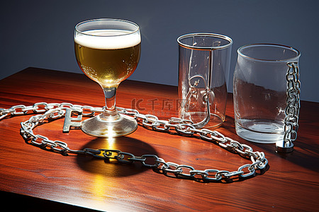 饮料桌上挂着链条