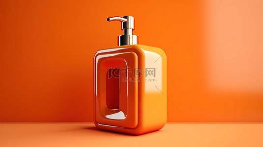 充满活力的橙色室内房间 3d 图标中的金色单色皂液器