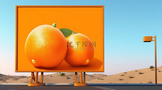 广告海报背景图片_橙色广告牌海报广告的 3d 插图