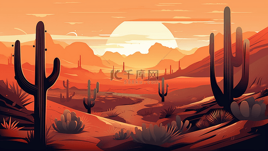 沙漠夕阳傍晚背景