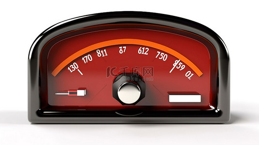 滚动指示器背景图片_燃料仪表板仪表旁边的红色金属罐，在白色背景 3D 可视化中指示满油箱