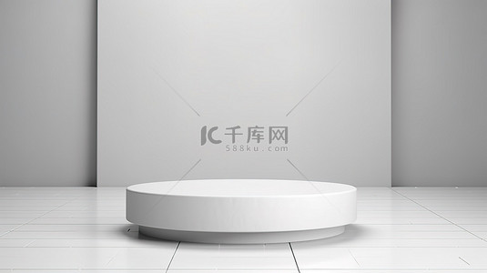 白色背景时尚背景图片_广告背景上时尚的白色展示架或讲台底座，带有空白空间 3D 渲染