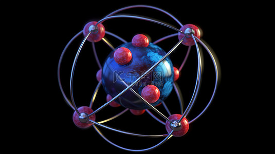 中原福塔背景图片_彻底改变医学科学技术中原子结构的 3D 插图