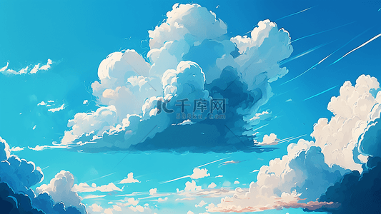 卡通背景蓝色天空背景图片_天空蓝天白云漫画云风格