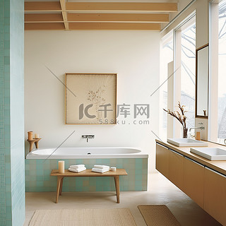 浴室背景图片_带浴缸和水槽的现代浴室