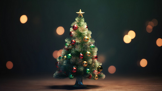 柔和的绿色背景上装饰圣诞树的节日 3D 插图，非常适合品牌推广和消息传递