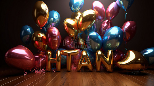 谢谢背景图片_3d 渲染的铝箔气球字母拼出“谢谢”