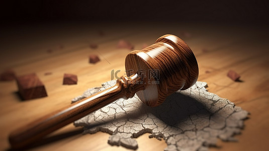 1法律主题锤木3D渲染