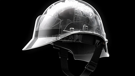 采用 X 射线设计的 3D 渲染中的隔离黑色安全头盔