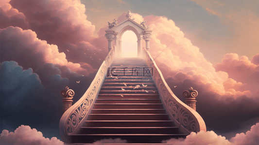 军旅楼梯风采背景图片_天堂天国阶梯云层欧式背景
