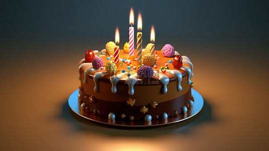 3d 渲染的生日蛋糕图像