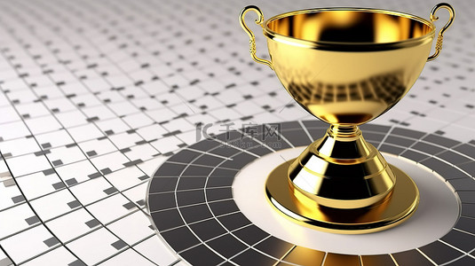 金杯背景图片_白色背景下位于目标中心上方的金杯奖杯的 3D 渲染