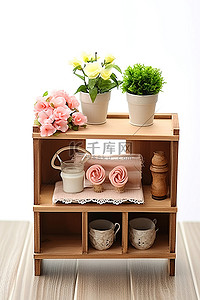 玫瑰背景图片_一个漂亮的木架子，上面有花架和桌子