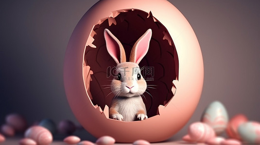 复活节那天，兔子耳朵从洞里伸出来