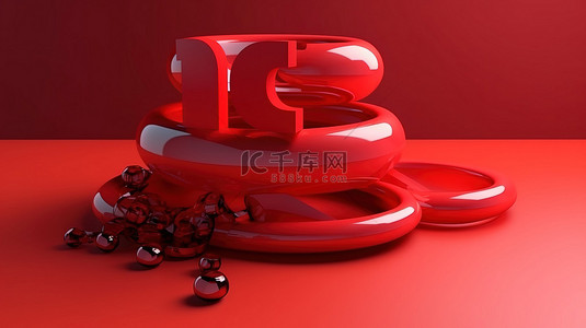 节日文字背景图片_红色背景上“新年快乐”文字的充满活力的 3D 插图完美的节日设计