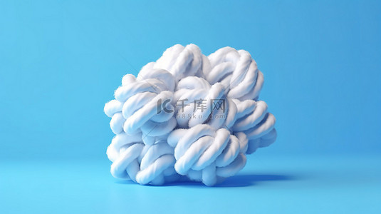 蓝色服务器背景图片_云计算服务的 3D 渲染中描绘的托管概念，具有云数据存储技术和蓝色背景上的白云