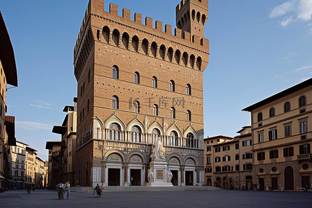 意大利街道背景图片_一座砖砌建筑坐落在广场的中心