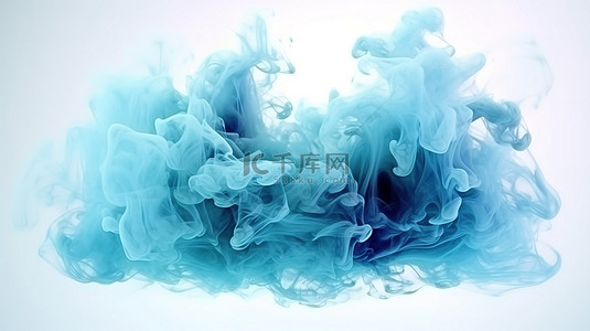 蓝色方框背景图片_风格化方框 3d 渲染中的蓝烟云抽象设计