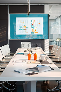 行政背景图片_现代化的行政会议室里摆满了笔记本电脑