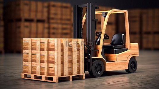 伊利红枣风味酸乳背景图片_由叉车运输的伊利诺伊州制造的出口木箱的 3D 渲染