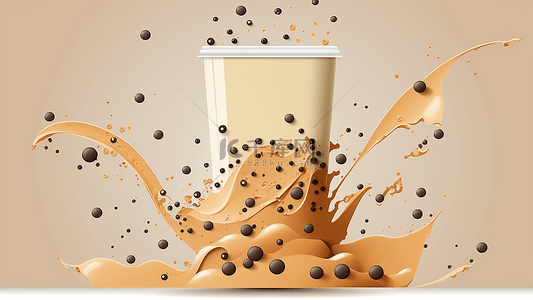 巧克力味牛奶背景图片_奶茶巧克力珠飞溅