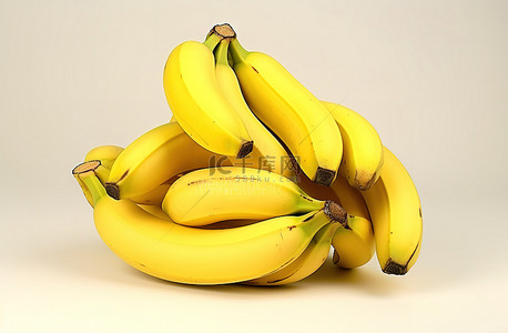 新鲜香蕉背景图片_简单背景上的一串香蕉
