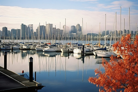 西雅图背景图片_西雅图尼尔森码头的港口