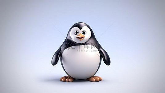 胖企鹅踢足球的 3d 渲染