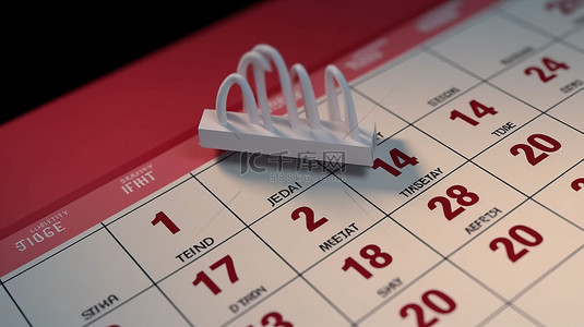 通过事件提醒的月度日历警报的 3d 渲染使业务规划变得容易