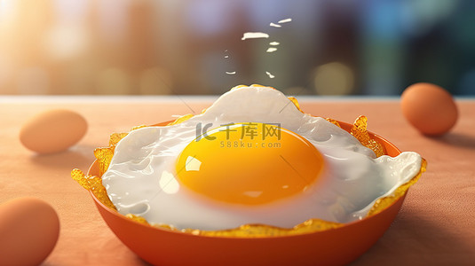 阳光明媚的早餐，带有加密货币 3D 渲染的破折号蛋黄图像