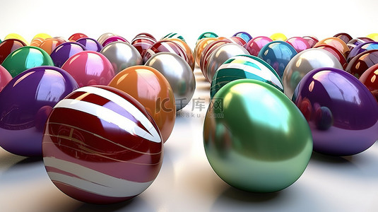 鸡蛋背景图片_3d 渲染的复活节彩蛋色彩缤纷