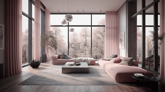 粉色沙发茶几简单家具家居客厅背景