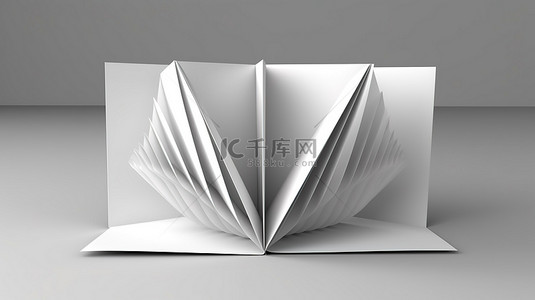 带有折叠页面的打开空白小册子的 3D 渲染