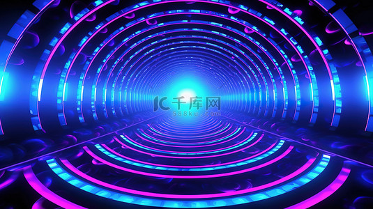 真人二次元舞蹈背景图片_充满活力的 vj 背景圆形 led 设计蓝紫色 3d 渲染